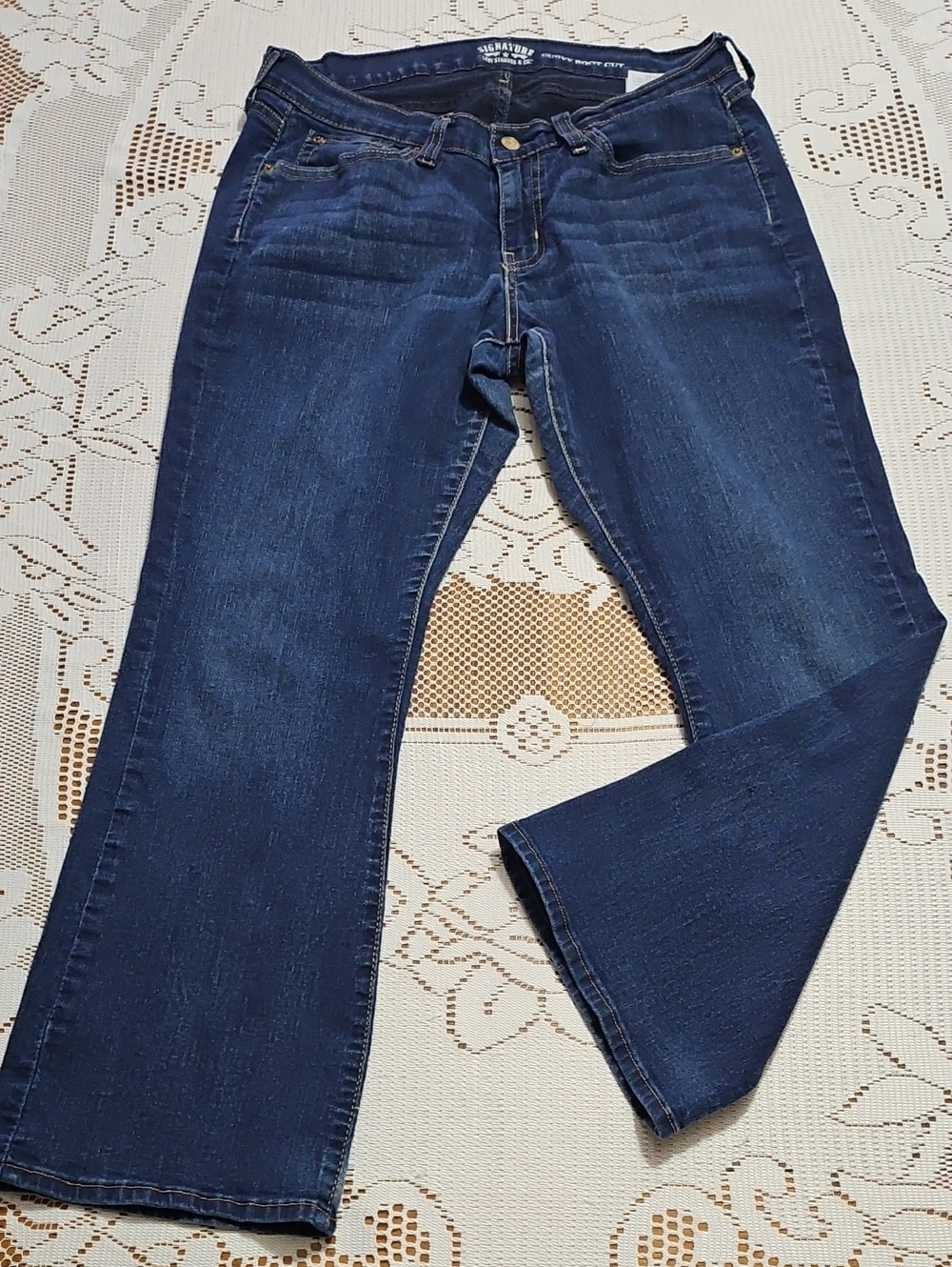 Levi's Signature Curvy Dark Blue Bootcut Jeans - Cropped Or Short Length 14S